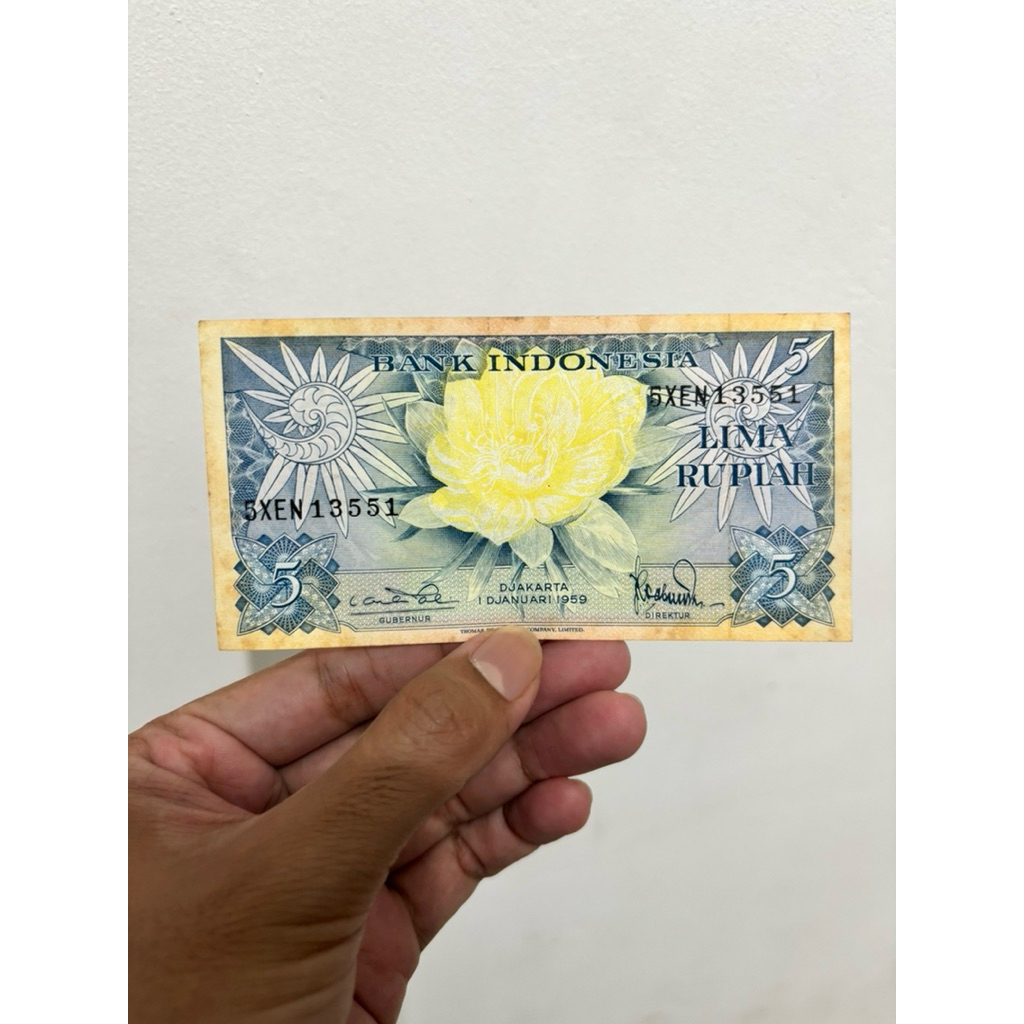 uang rupiah kertas lama lima rupiah jadul lawas kuno vintage koleksi kolektor