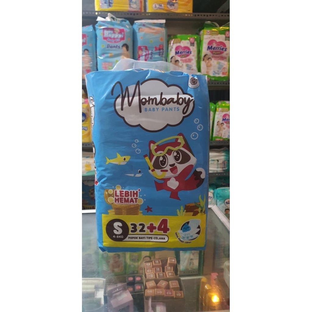 pampers Mombaby Ukuran S isi 32+4 - Lembut, Serap Tinggi, Perlindungan Ganda