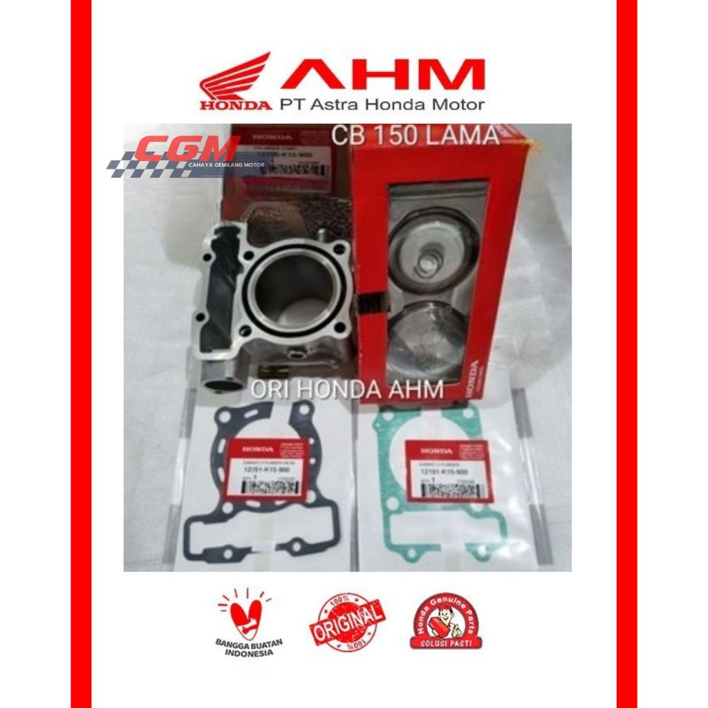 Block piston kita blok set + gasket cylinder, gasket head cb 150r non led cb 150r old lama asli Hond