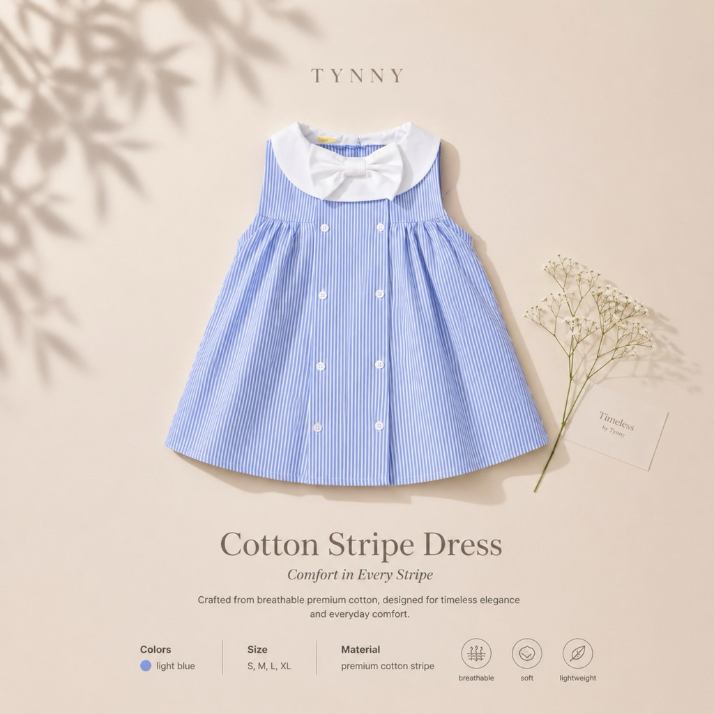 tynny - Fashion Anak Perempuan Dress Elena Bahan Katun 0-6tahun /Dress Anak Cewek / Anak Cewe / Girl