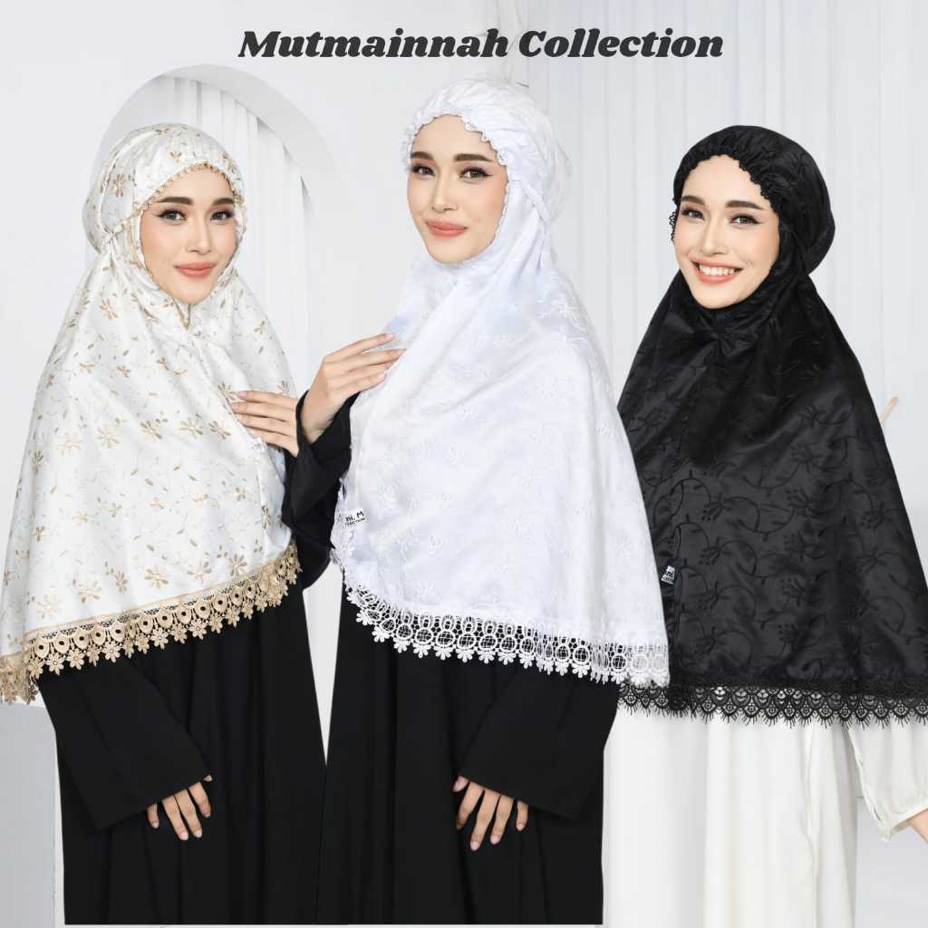 Mutmainah Hijab Kerudung Bergo Hijab Instan Umroh Dan Haji Renda Mewah Sutra Premium full bordir