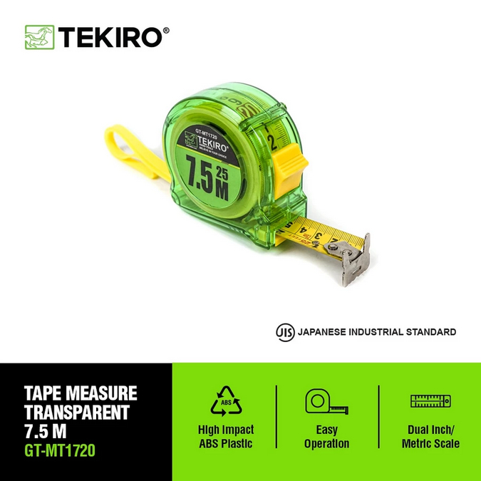 TEKIRO Meteran Transparan Body Plastik ABS Panjang 5 Meter & 7.5 Meteran TEKIRO Tools