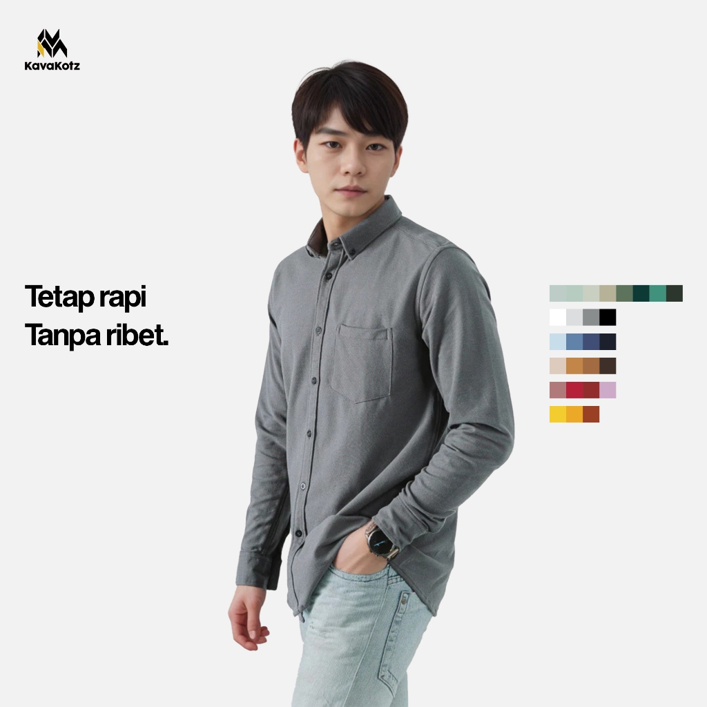 KAVAKOTZ - Noir Kemeja Panjang Pria | Dark Grey
