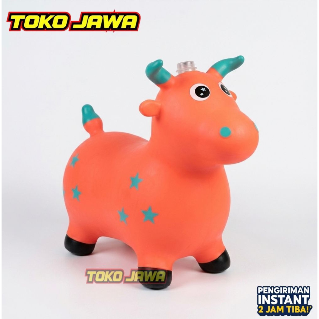 Jumping Animal Music Mainan Kuda Tunggang Karet Jumping Sapi Loncat Anak