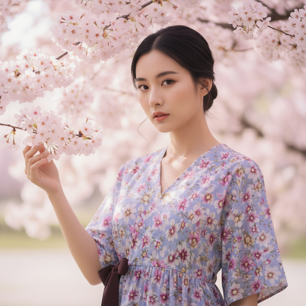 Kirei Hiyori Dress - Daster Rayon Kekinian Cantik Motif Mawar / Daily Wear Kimono Series