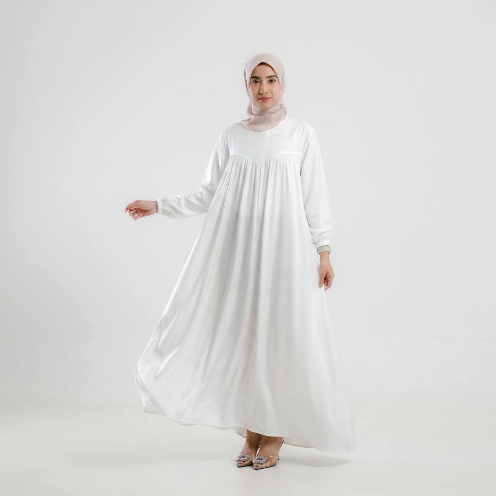 Gamis rayon twill premium polos jumbo LD 120cm Dewasa Remaja Dress Kantong