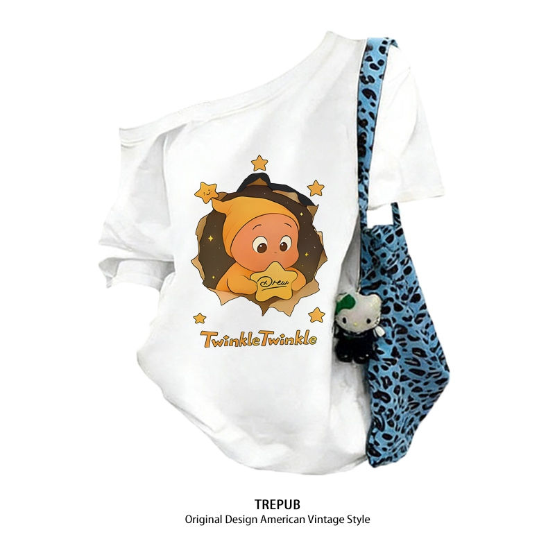 TREPUB. Crop Top T-shirt Oversize TwinkleTwinkle Baju Kaos Korean Style | Pria Wanita /431