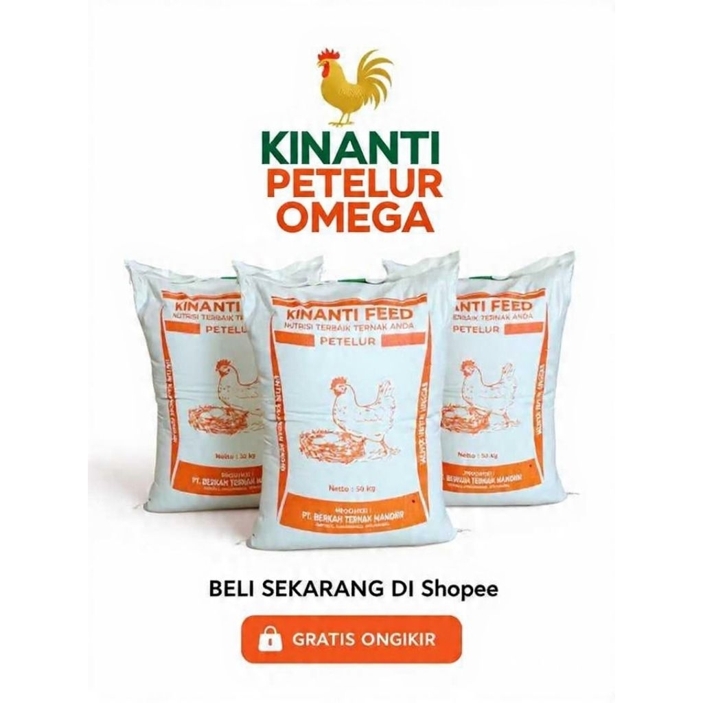 Pakan Ayam Petelur Omega Kinanti Feed 5kg 10kg | Pakan Layer Ayam Kampung Telur Kuning Pekat Hemat P