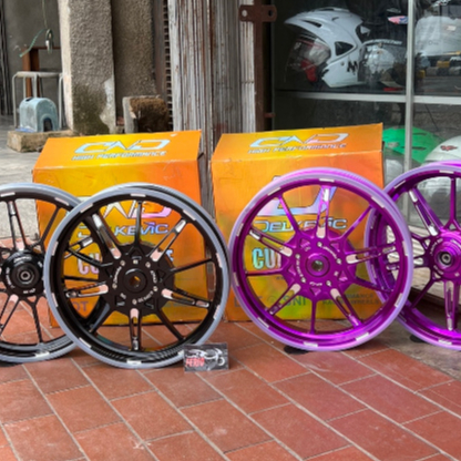 Velg DND X-speed MIO 125 Fino Ring 14 Lubang 4 uk 185/215 Warna Ungu dan Hitam