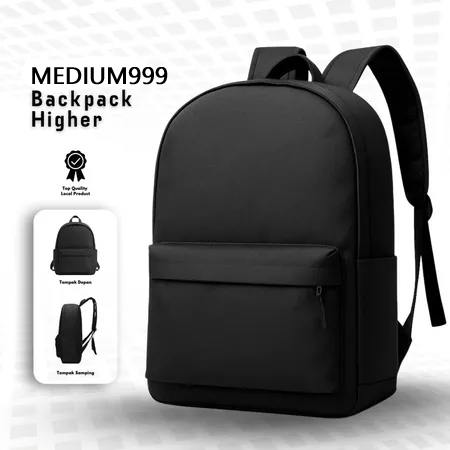[COD] Ransel Polos Wanita Pria Tas Sekolah Warna Hitam Polos Tas Sekolah SMA SMP