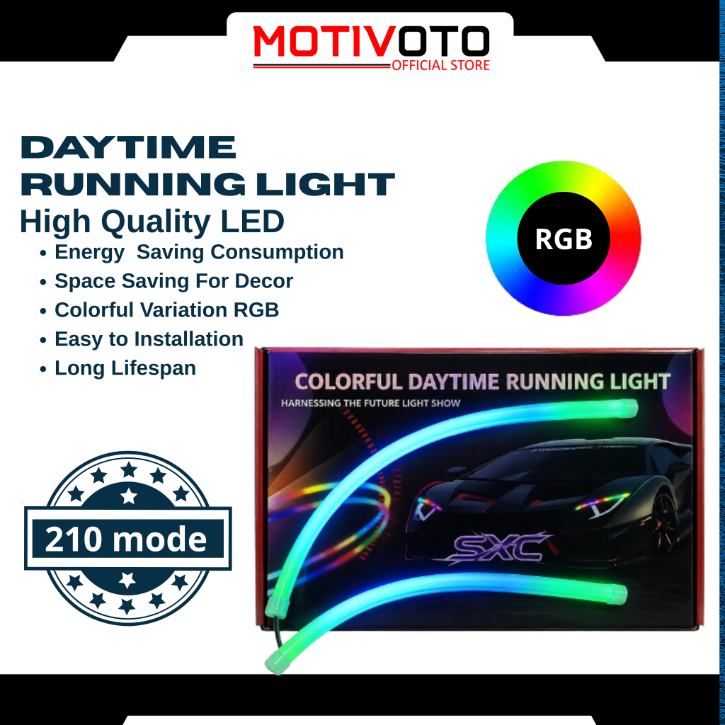 Lampu Alis Neon DRL Slim LED Grade A Flexible RGB + Sen Sein Running untuk motor Yamaha Nmax Old Nma