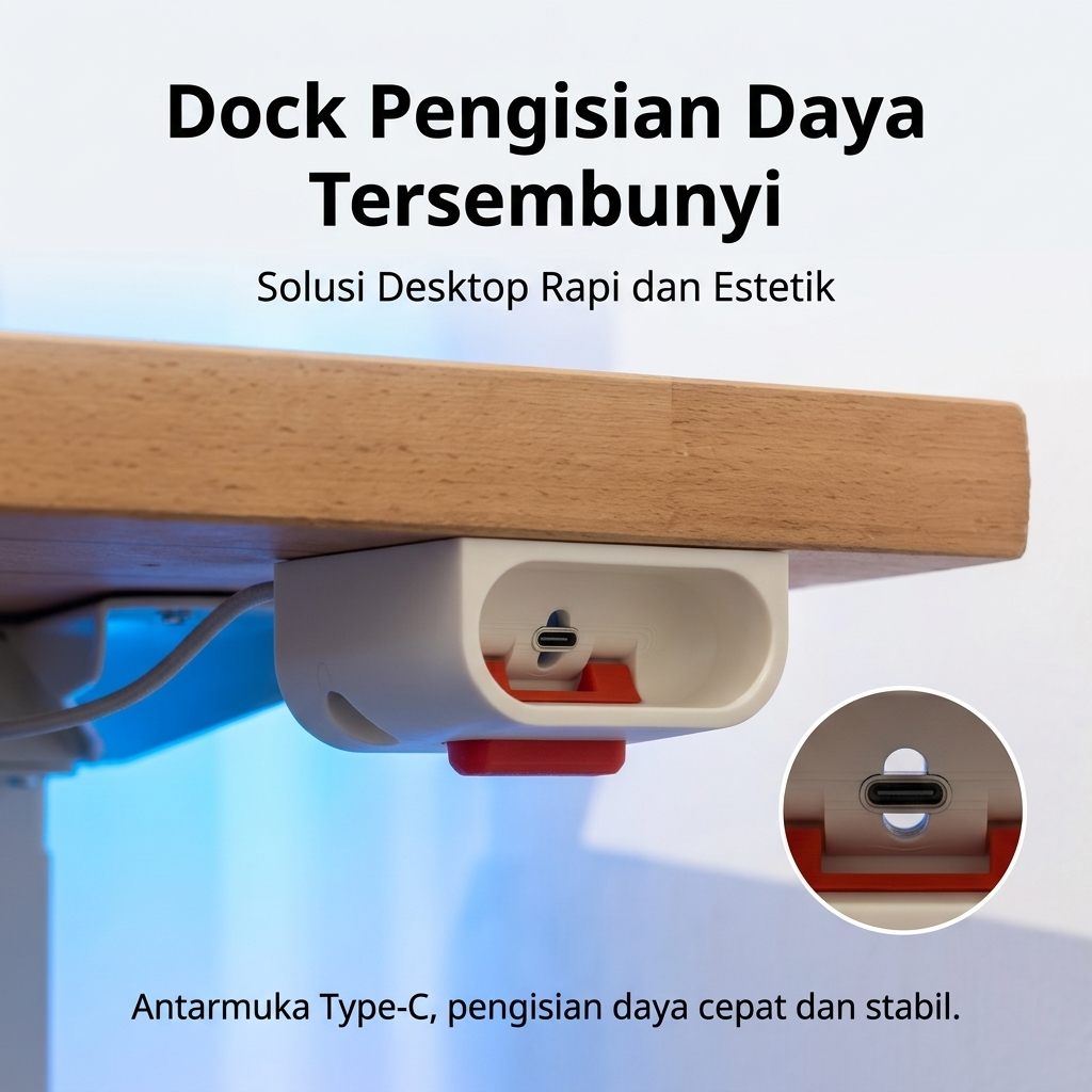 [MECHANICAL] Under Desk Charging Dock for AirPods Pro 3 (USB-C) - Holder AirPods Bawah Meja dengan T