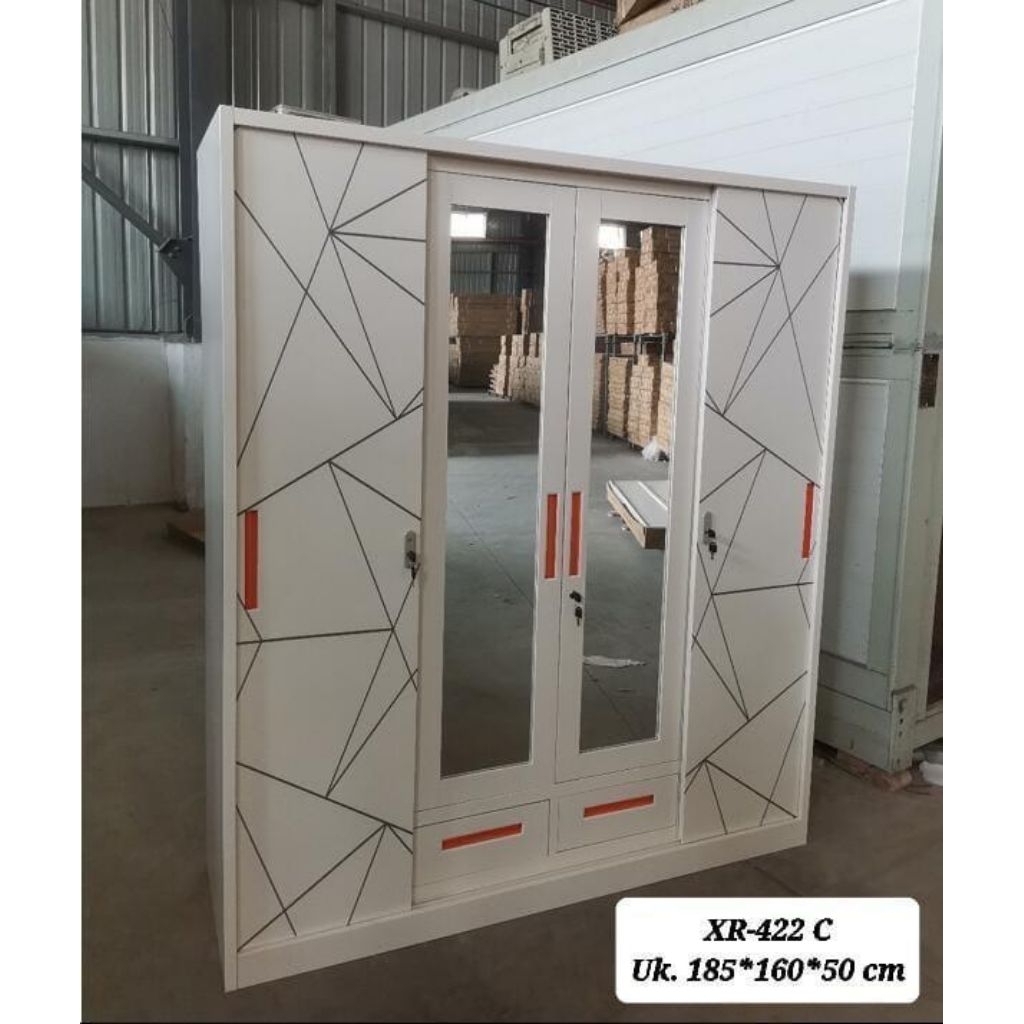 Lemari Pakaian besi // Lemari 4P // Lemari pakaian elegan // sliding buka pintu
