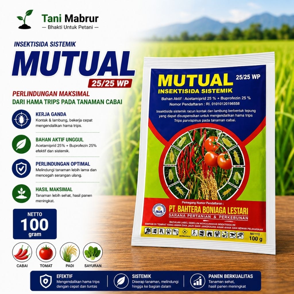 Mutual 25/25WP 100gr Insektisida Bahan Aktif Ganda Acetamiprid 25% Dan Buprofezin 25%