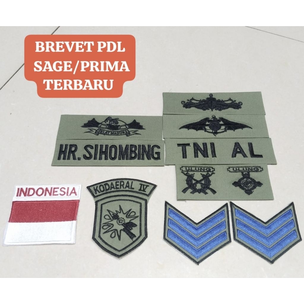 1 SET BREVET/BED PDL TNI AL+ MARINIR TERBARU/KRI/TNI/KKO BREVET PDL LORENG TNI Terbaru