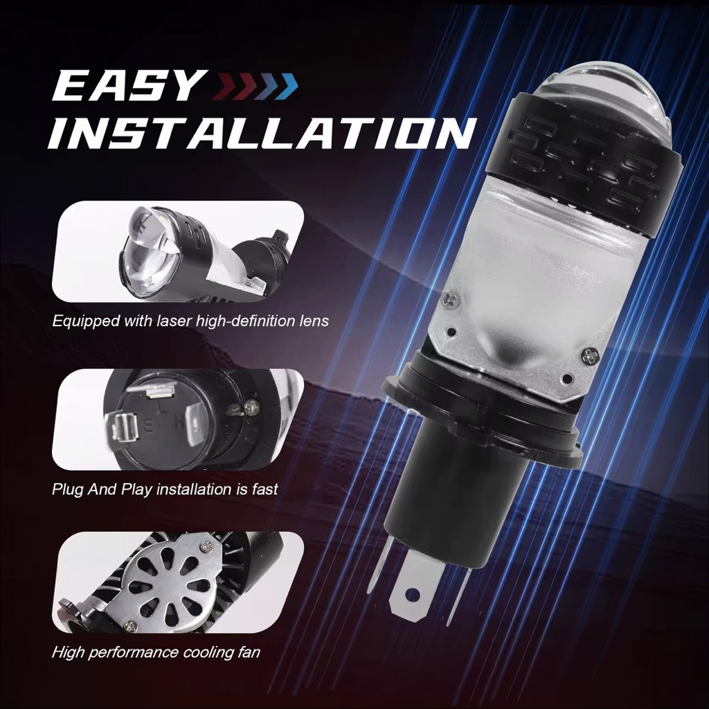 Lampu LED Laser H4 motor mobil Jauh dekat putih dengan pendingin kipas Super terang