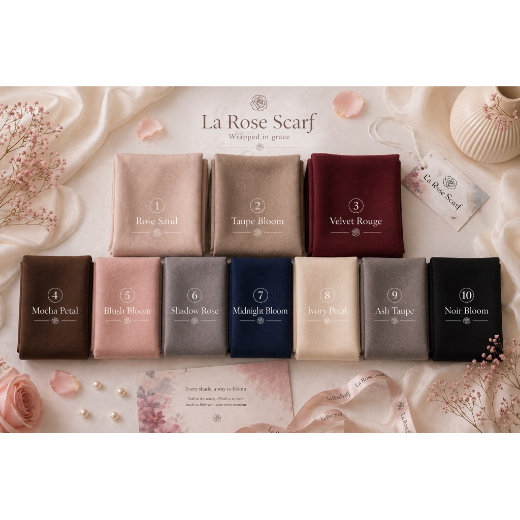 La Rose Paris Japan Premium Scarf | Hijab Paris Jepang Premium Segi Empat Uk. 120 x 120