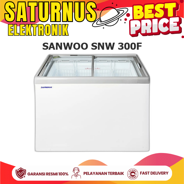 SANWOO SNW 300F FREEZER 55 Kg Sliding Glass 300L 253 Watt SNW 300F 300F