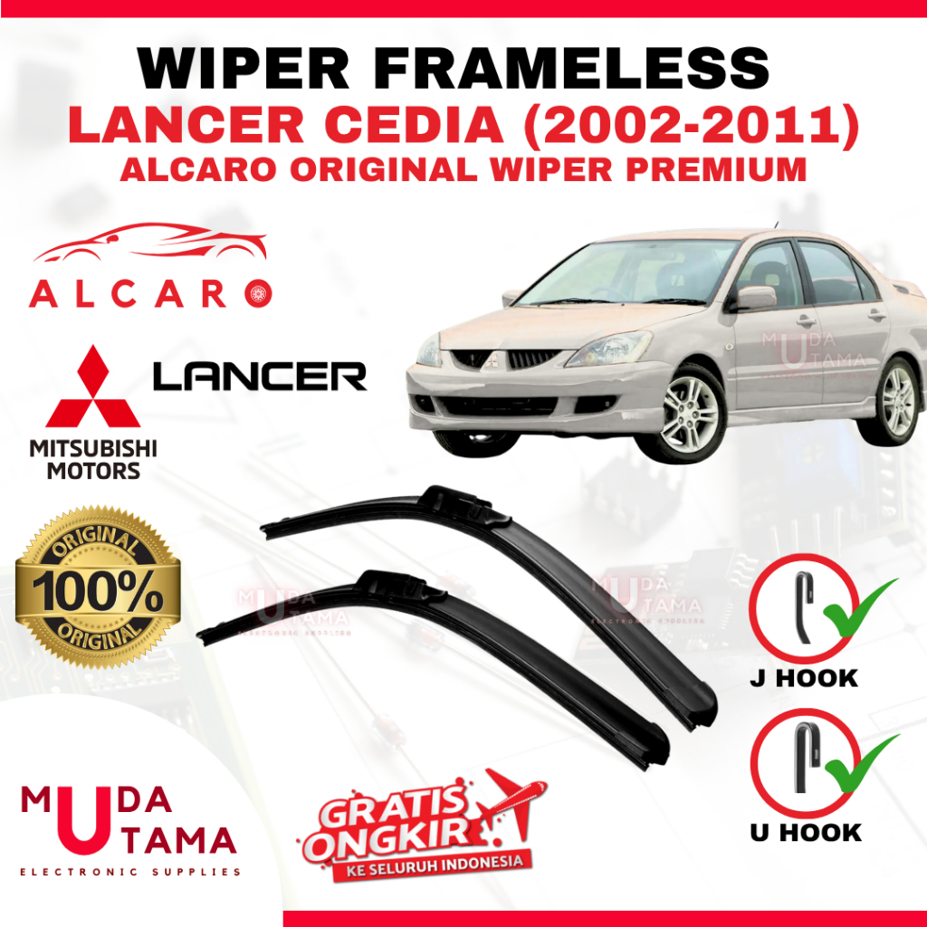 Wiper Frameless LANCER CEDIA 2002 s/d 2011 Original Alcaro - Sapu Kaca LANCER Cedia - Wiper LANCER C
