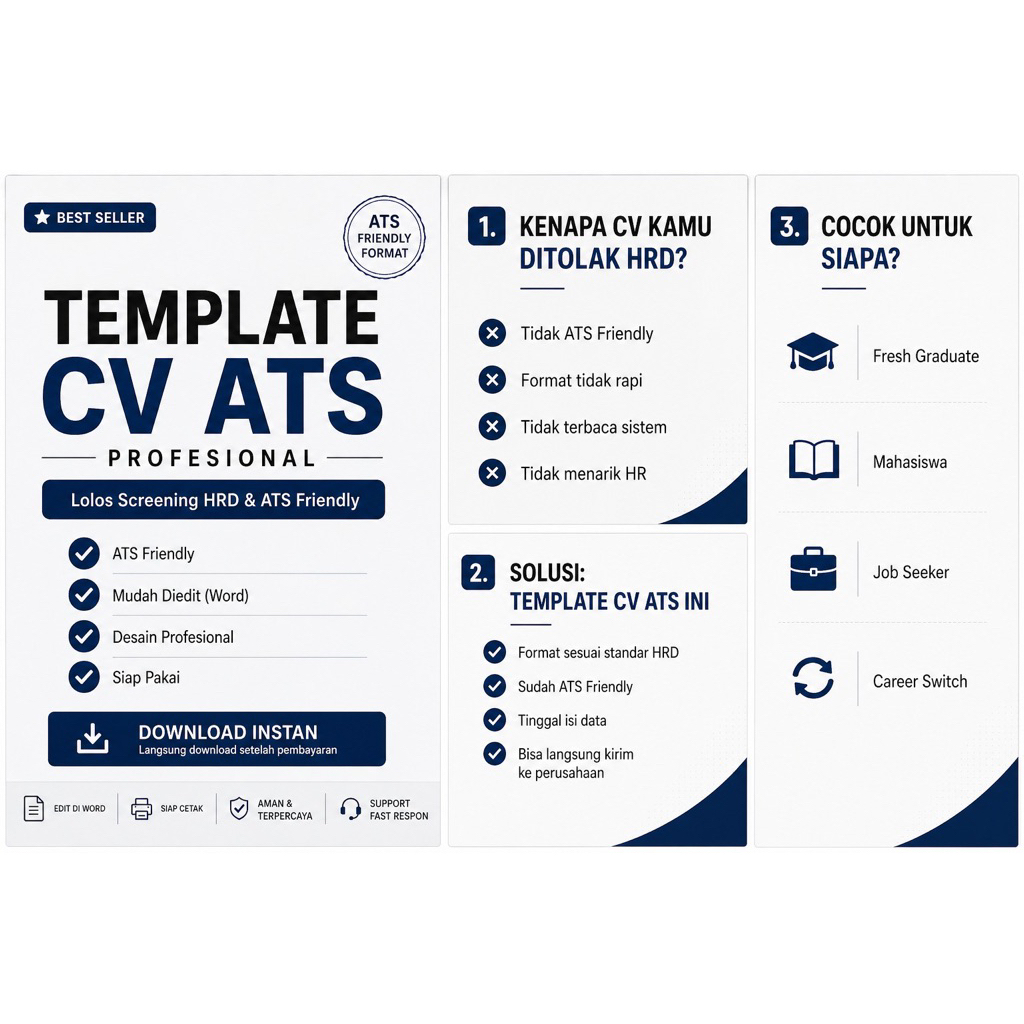 TEMPLATE CV ATS PDF DAN WORD CEPAT DAN TERJAMIN
