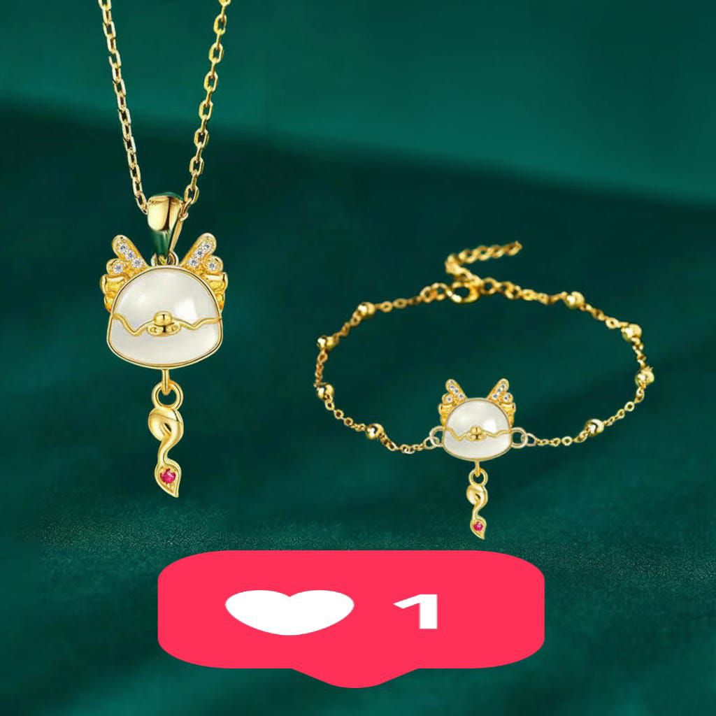 SAKARIBA Gelang Kalung Naga Lucu Pembawa Keberuntungan "Meng Long Na Fu"