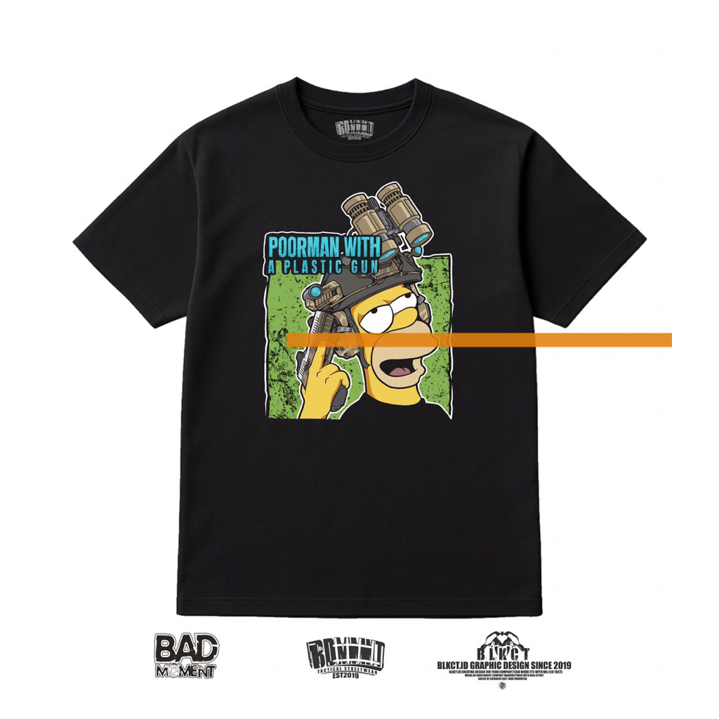 Kaos Tactical Poorman With a Plasticgun BDM130 // Kaos Lengan Pendek Lengan Panjang Outdoor Hitam