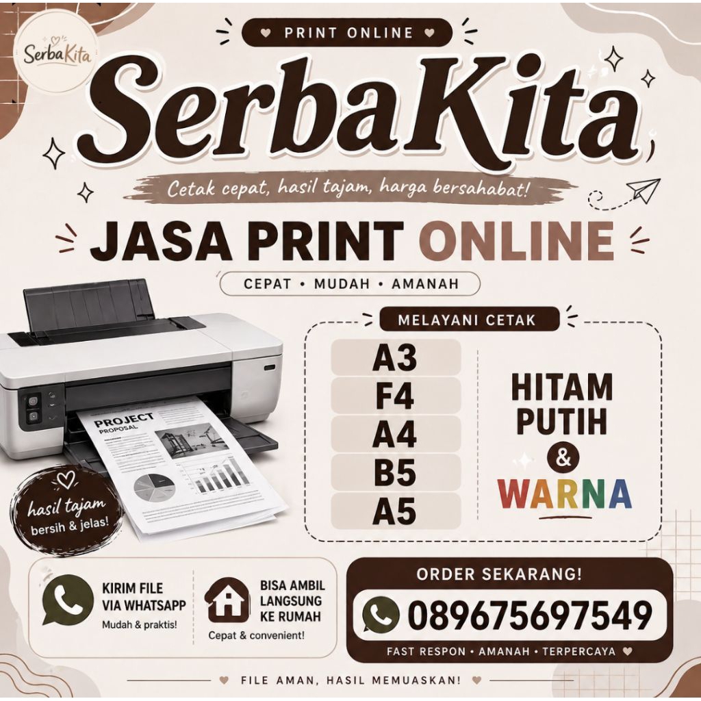 JASA PRINT KERTAS BERWARNA(A3, A4, A5, DLL)
