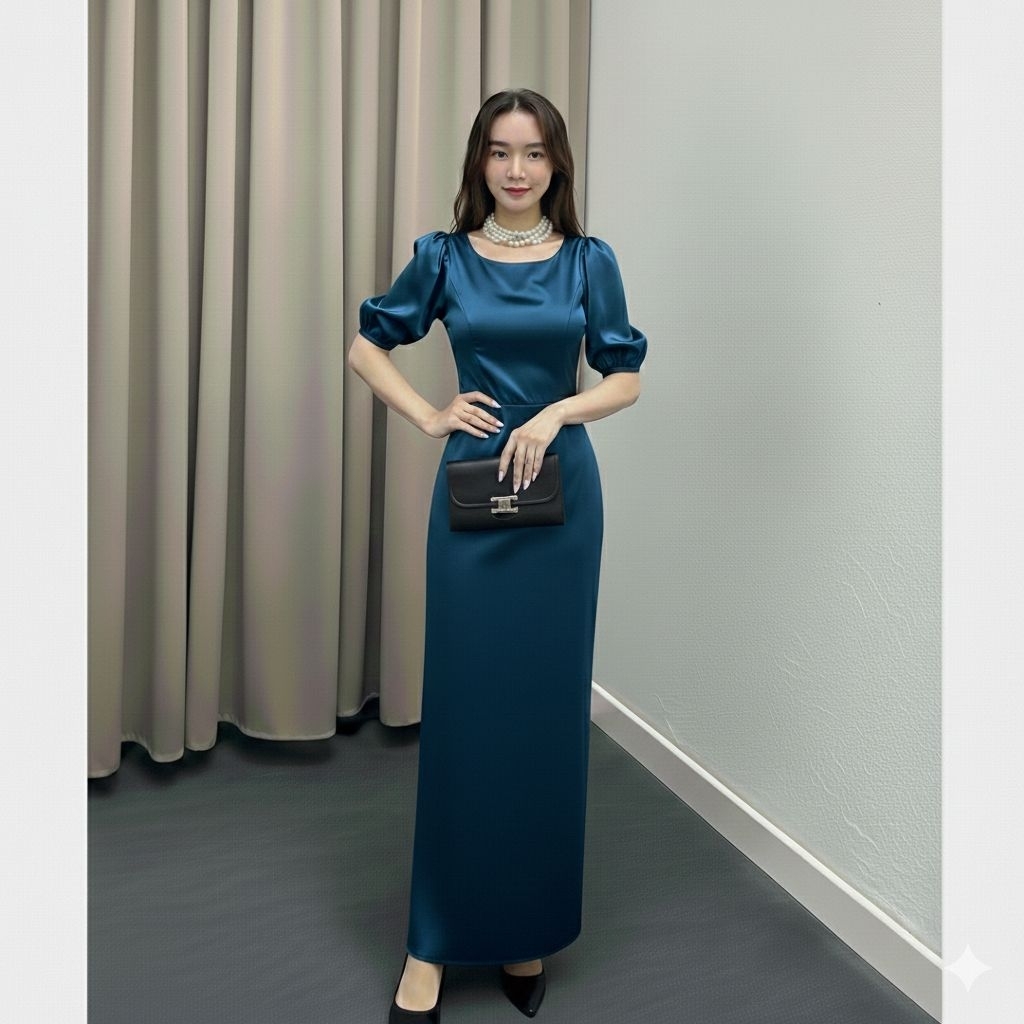 Adeeva Satin Silk Dress Bridesmaids Elegan Nyaman Dipakai Dress Velvet Kekinian Dress Satin mewah Dr