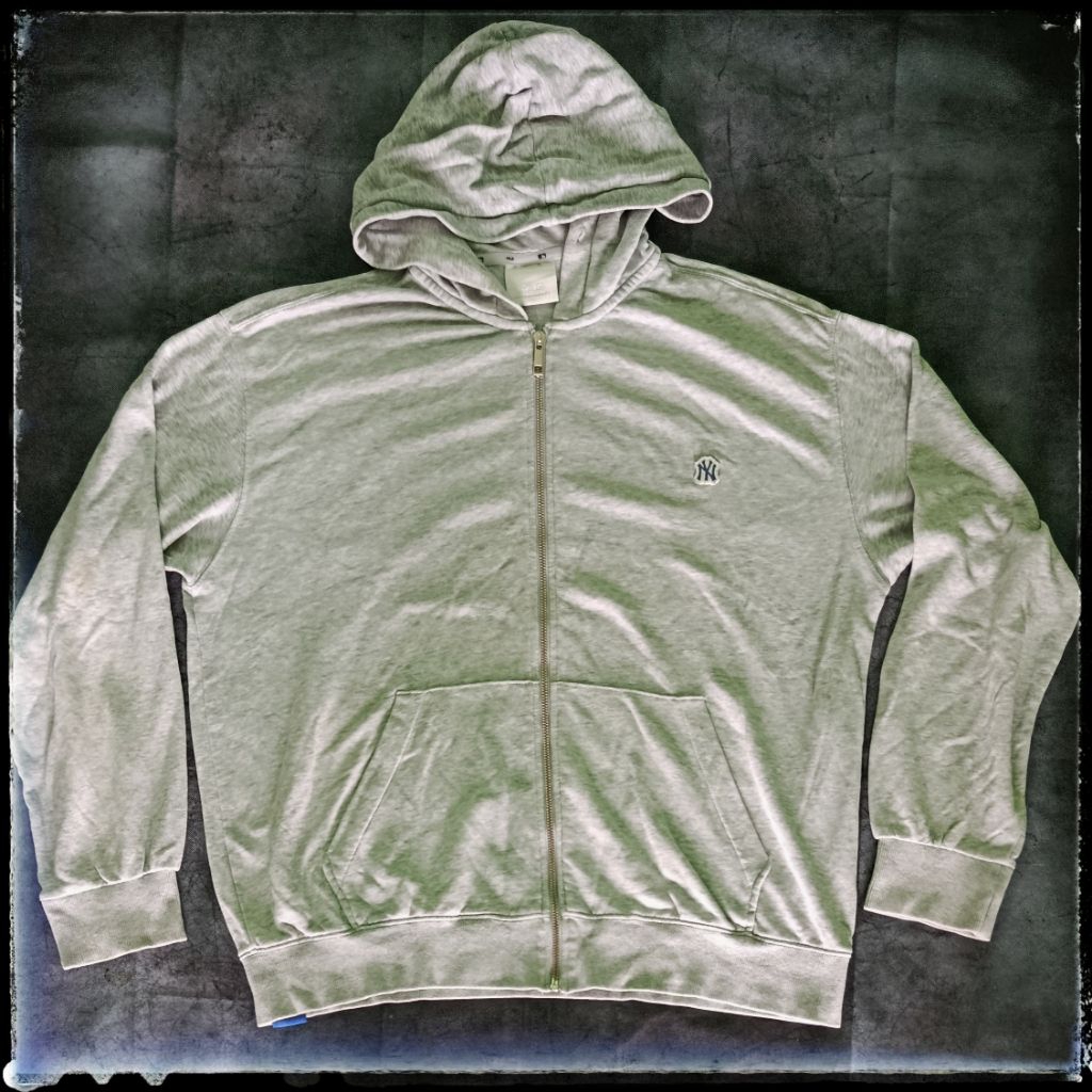 Jaket hoodie full zipper MLB NY Yankees bahan katun big size