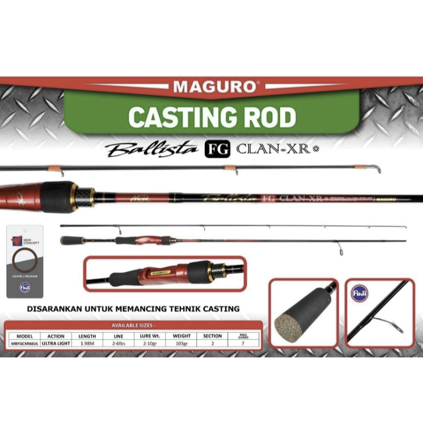 Joran / Stik Pancing Ultra Light MAGURO BALLISTA FG Ring Fuji MURAH BERKUALITAS
