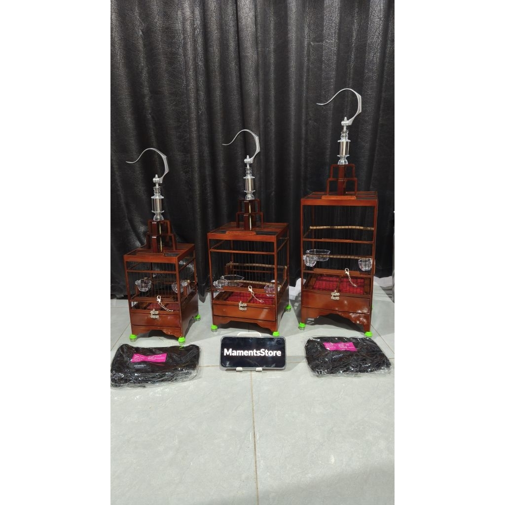 Sangkar burung kecil 22x22, 17x17 & Sekat  Jati ruji Fiber fullset