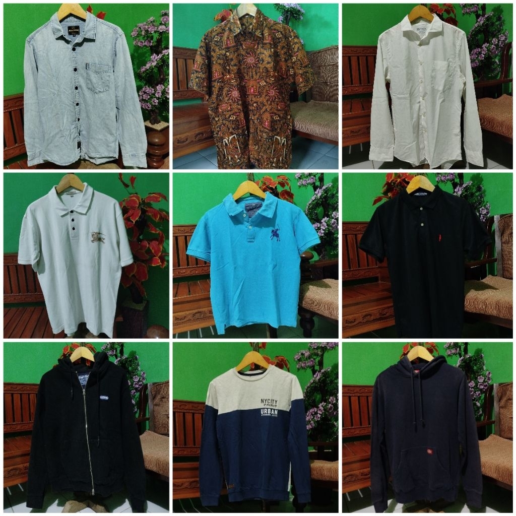 COD atasan pria ( kemeja, kemeja batik, Koko, kaos kerah, dan jaket,crewneck)