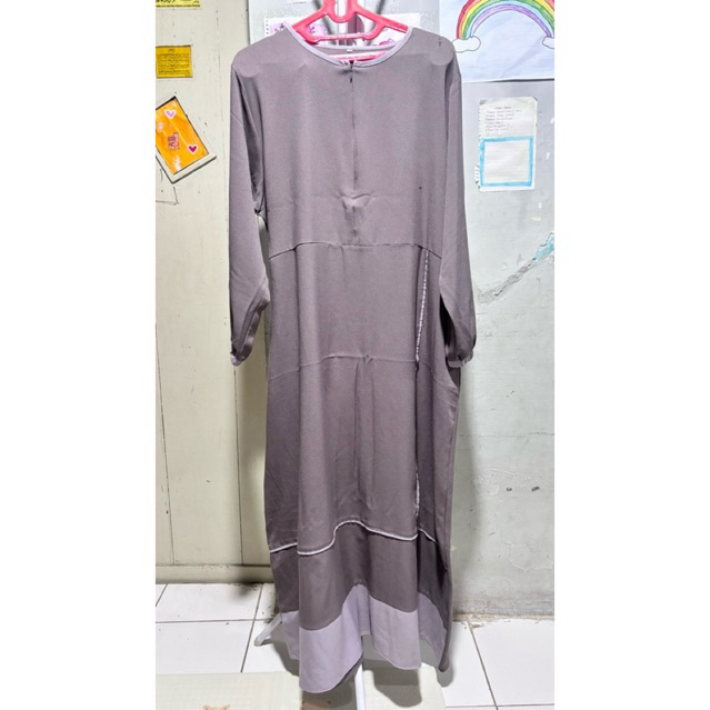 preloved gamis wanita abu abu maxi