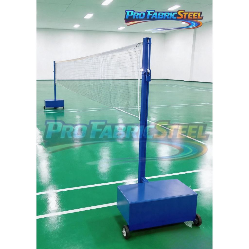 Tiang Badminton Portable 1 Set 2 Tiang Hollow 5x5 – Tiang Bulutangkis dengan Roda dan Free Net