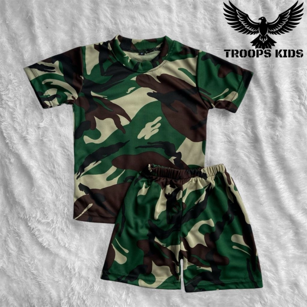 Setelan Baju Anak Laki Laki Loreng Tentara / Kaos Anak Cowok Army Malvinas
