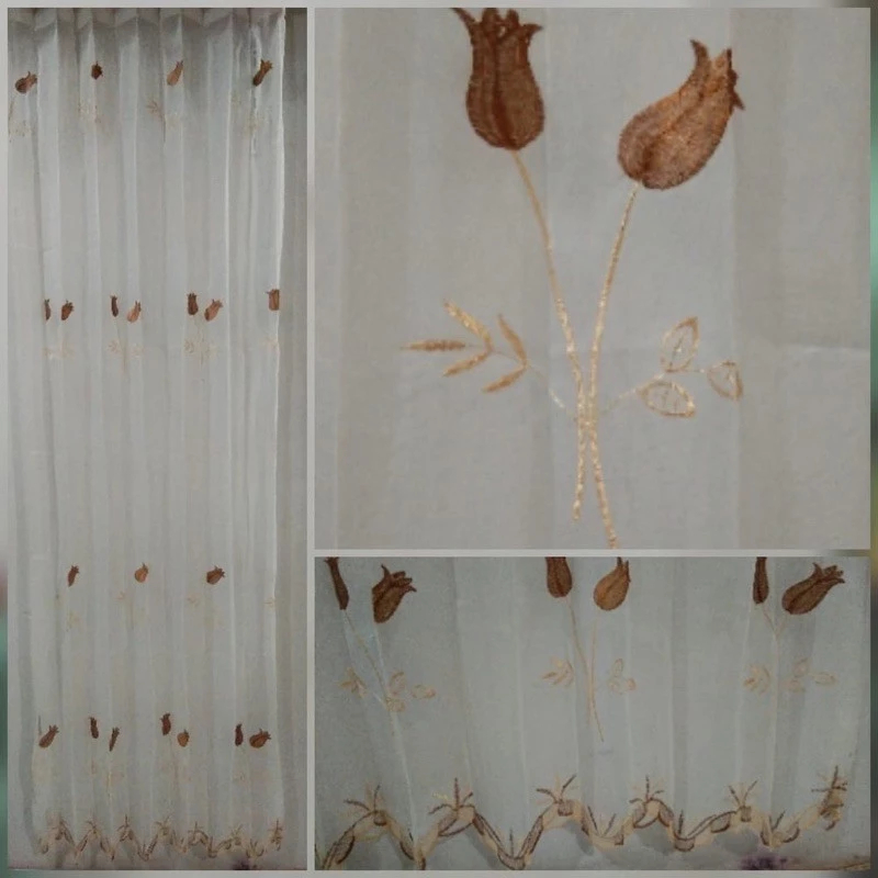 VITRASE GORDEN BORDIR / VITRAS BORDIR BUNGA TULIP FURING GORDEN HALUS WARNA HIJAU DAN COKELAT