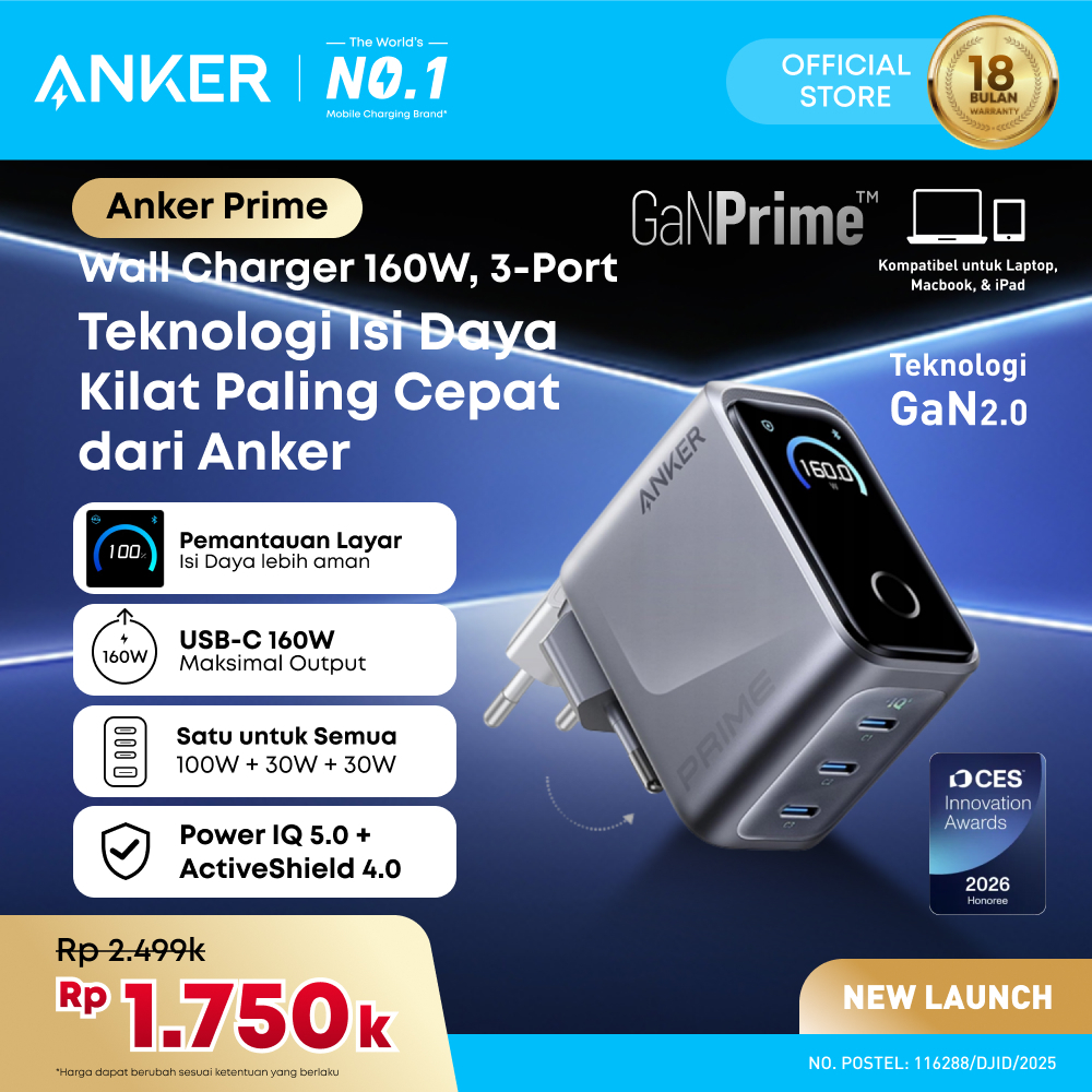 Anker Wall Charger Adaptor GAN Type C for Laptop Macbook Lenovo Dell HP 160W 140W 100W 70W 67W 65W F