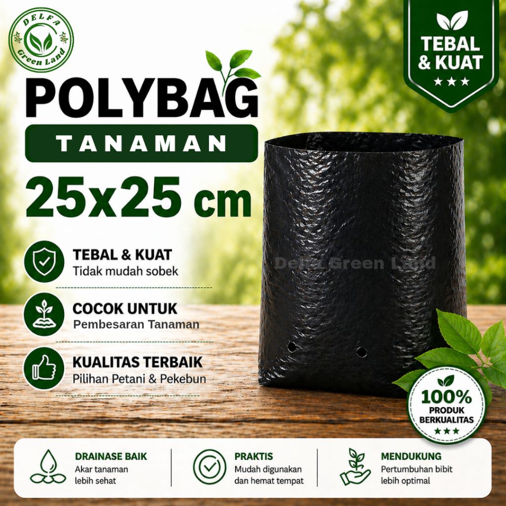 Polybag Tanaman 25x25 Cm Polibek Berkualitas Media Tanam Tebal Plastik Hitam Murah