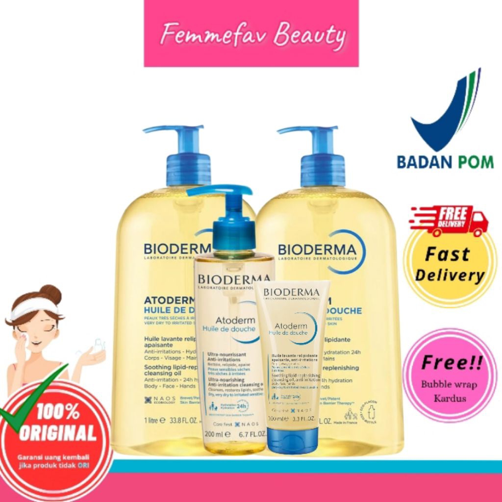 Bioderma Atoderm Gel Huile De Douche 100ml|200ml |1000ml| BPOM 100% Original Sabun Mandi Melembabkan