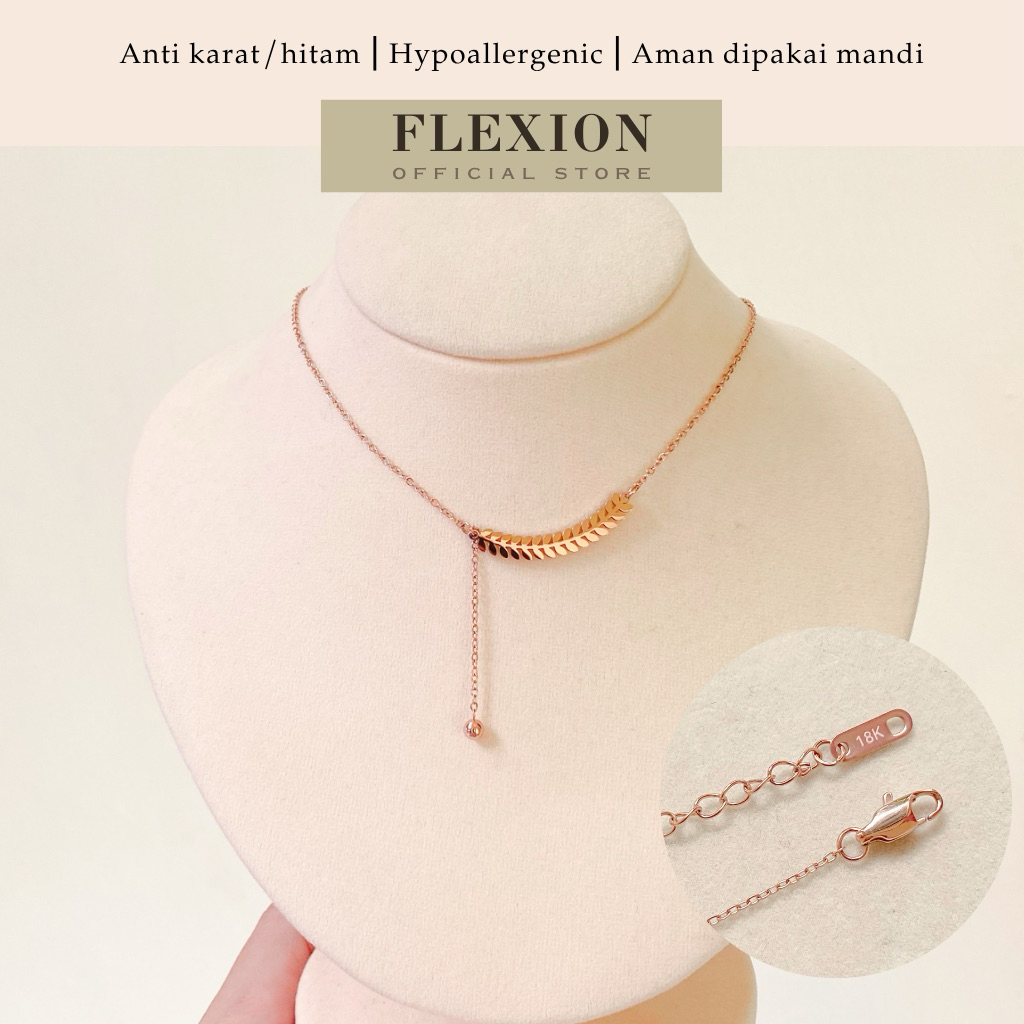 Flexion - Kalung Giselle - Titanium Anti Karat/Hitam/Luntur - Aksesoris dan Perhiasan Fashion wanita