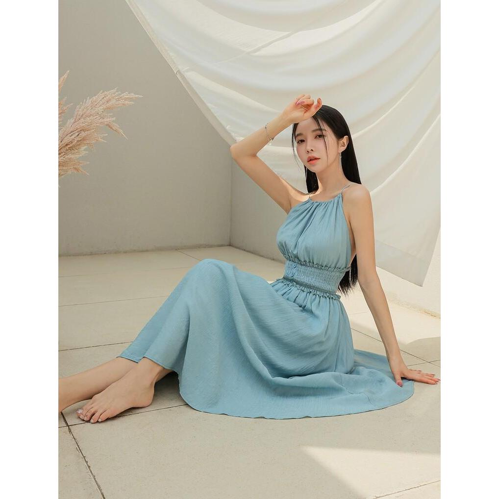 dress pantai yonna//dress ruffell//dress tali/dress tanpa lengan/dress kancing/dress maxi kekinia//d