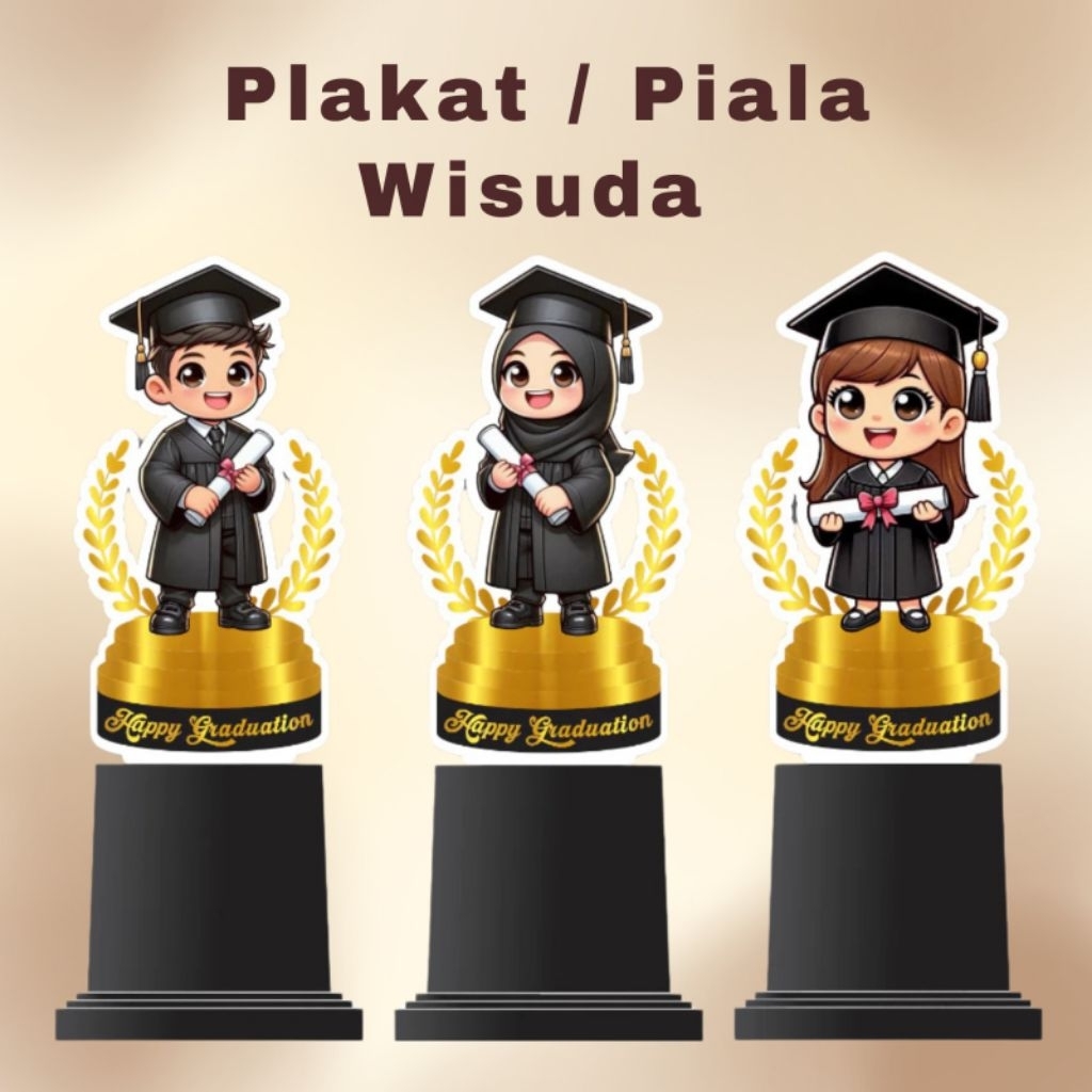 Piala Akrilik Custom | Souvenir Wisuda Piala Akrilik Custom | Piala Akrilik Tatakan Hitam Custom
