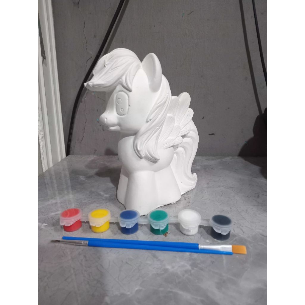 celengan gypsum lukis kuda poni mainan edukasi anak