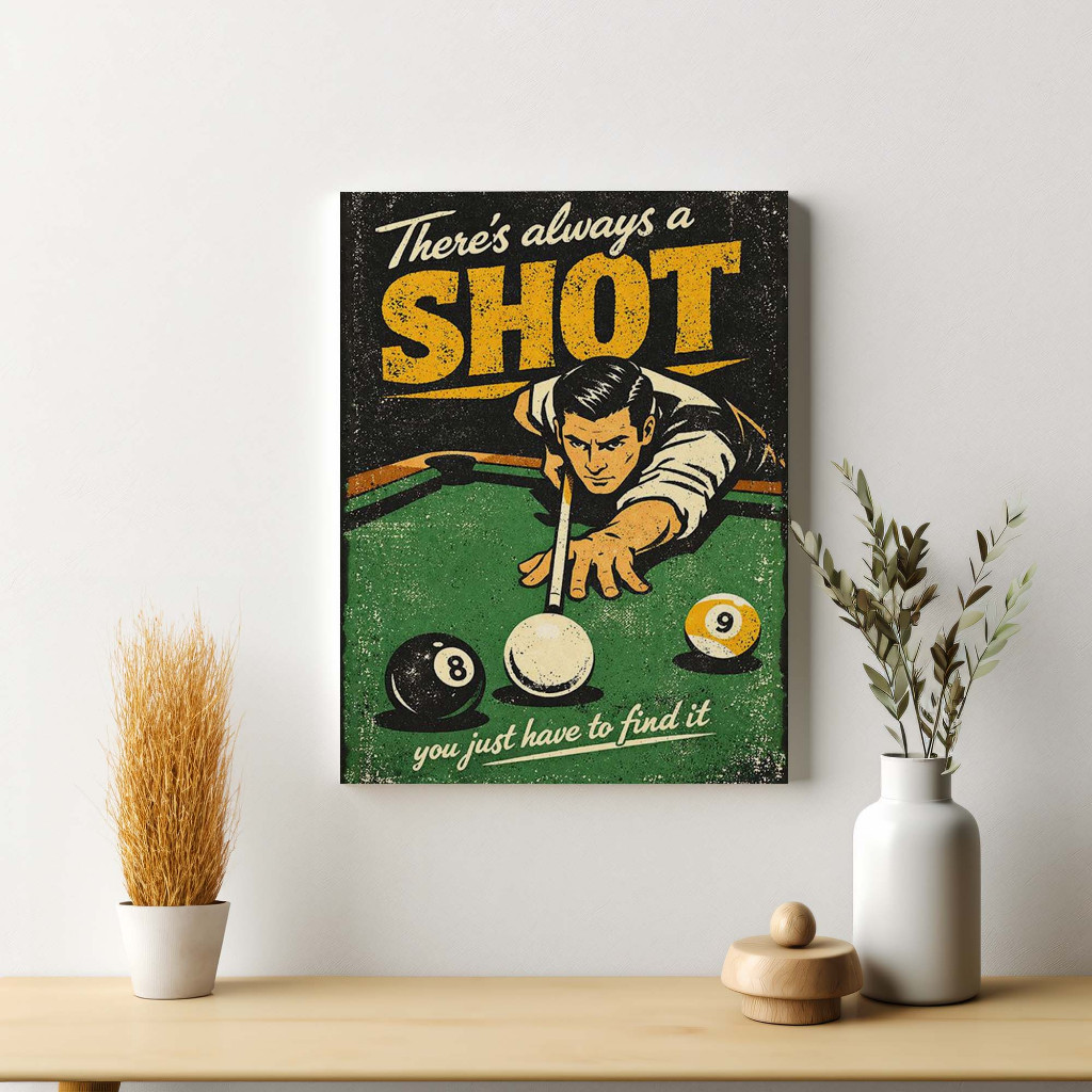 Poster Billiard Bilyard Game Dekorasi Dinding Bingkai Kayu
