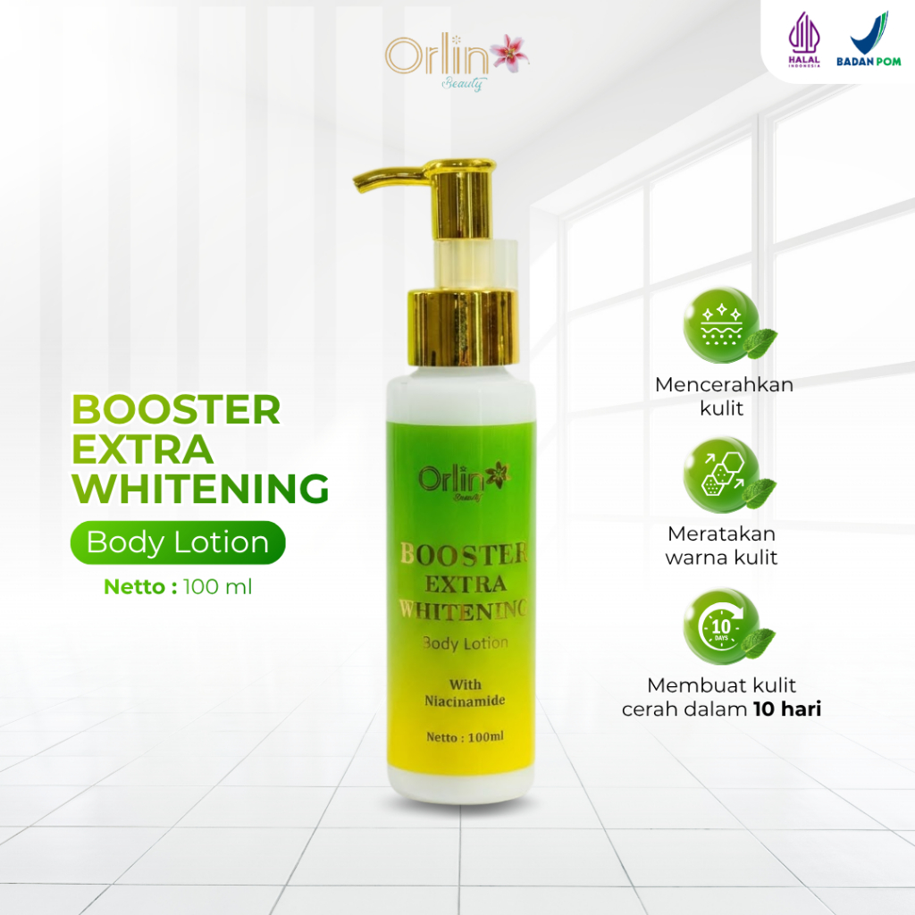 Orlin Beauty Skincare Hand Body Lotion Whitening Booster Pencerah Mencerahkan Melembabkan Kulit BPOM