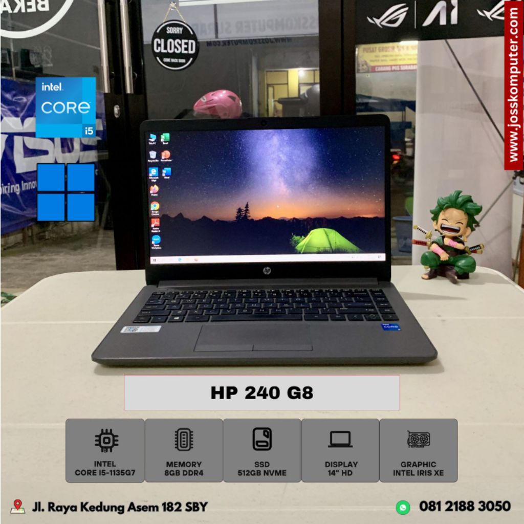 HP 240 G8 Intel Core i5-1135G7 Ram 8GB SSD 512GB
