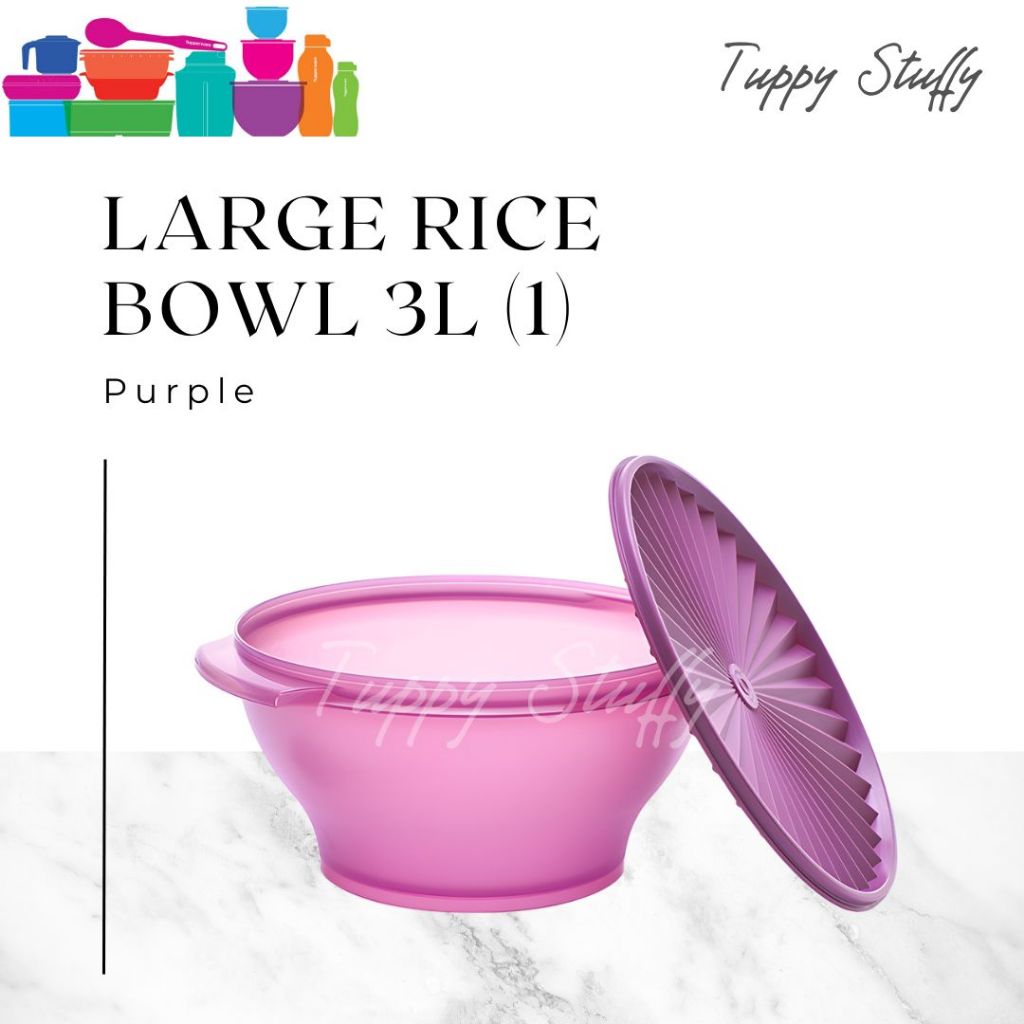 Tupperware Large Rice Bowl 3L (1) - Purple | Tempat nasi set / wadah nasi tupperware