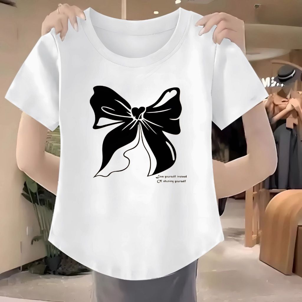 BenWear.id -  Kaos Oval Wanita Spandek Nyaman M-XXL Pita