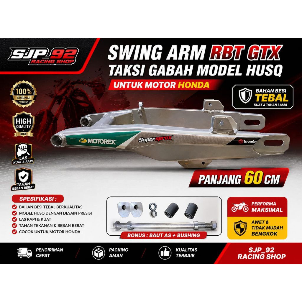 SWING ARM BEBEK TRAIL REPLIKA HUSQ PANJANG 60cm PNP BLADE REVO KARISMA SUPRA SMASH SHOGUN C70 GRAND 