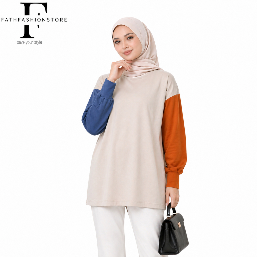 Tunik Wanita Lengan Panjang 3 Warna | Kaos Oversize Casual Modern